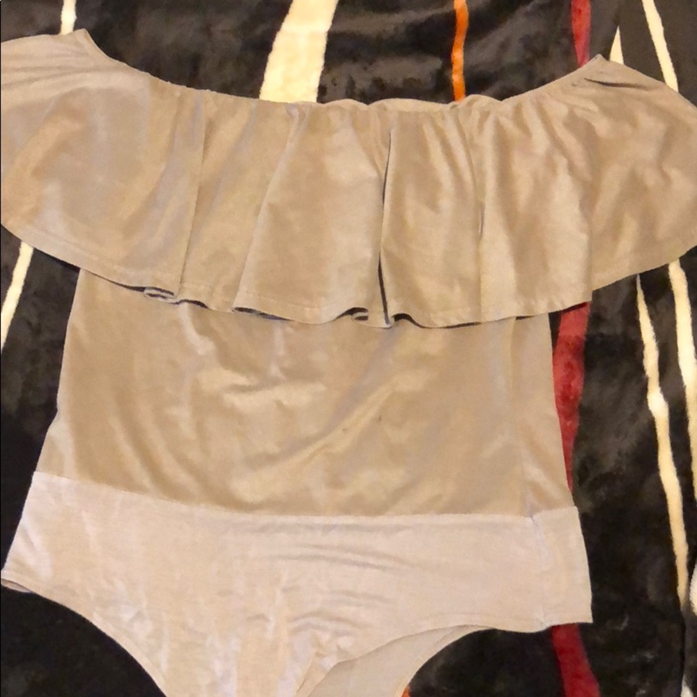 Beige off the shoulder bodysuit